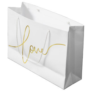 VALENTINE'S DAY FAUX GOLD FOIL LOVE SCRIPT LARGE GIFT BAG