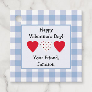 Valentine's Day Favour Tag with Blue Plaid