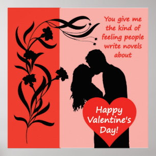 Valentine's Day feeling flower couple kissing hear Poster