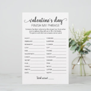 Valentine's day Finish my phrase Editable game