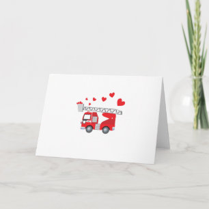 Valentine's Day Firetruck With Hearts Gift Kids Holiday Card
