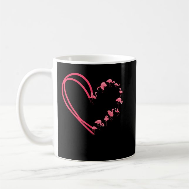 Valentines Day Flamingo Valentine Heart Shape Coffee Mug (Left)