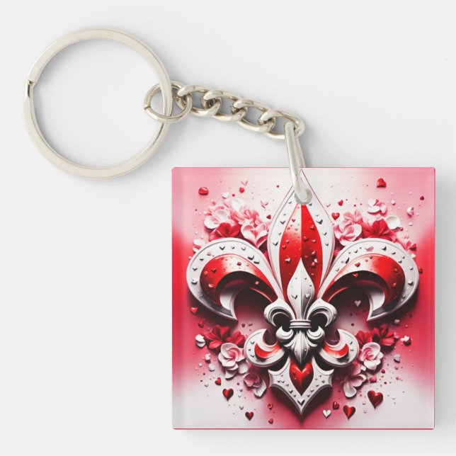 Valentine's Day Fleur De Lis Key Ring (Front)