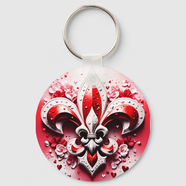 Valentine's Day Fleur De Lis Key Ring (Front)