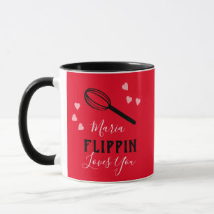 Valentines Day Flippin Loves You Hearts Baker Mug