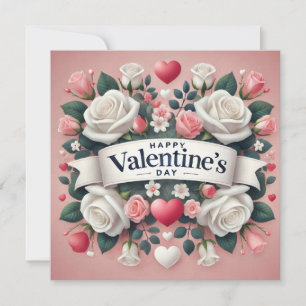 Valentine's Day Floral Heart Design Holiday Card