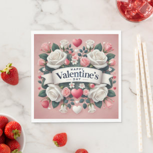 Valentine's Day Floral Heart Design   Napkin