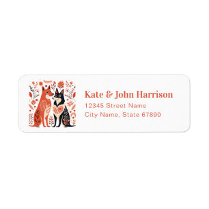 Valentine's Day Folk Dogs Return Address Labels