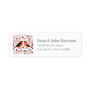 Valentine's Day Folk Tree Return Address Labels
