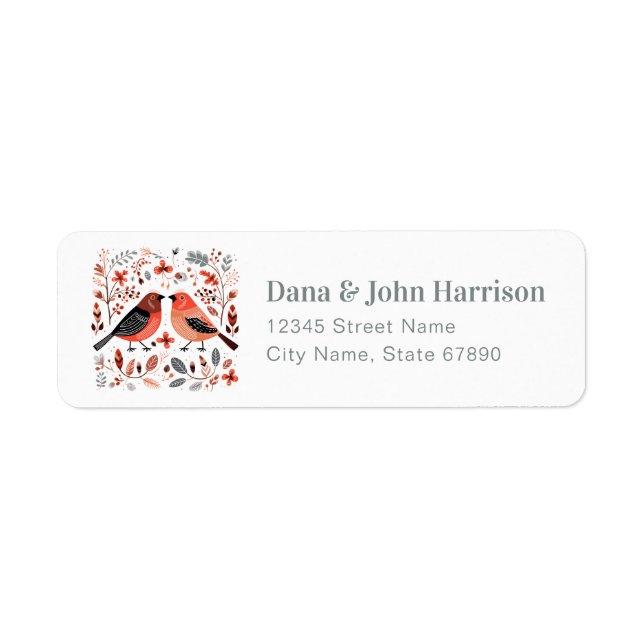 Valentine's Day Folk Tree Return Address Labels (Front)