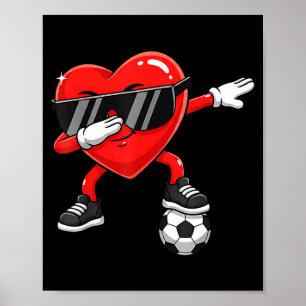 Valentines Day Football Heart Dab Soccer Men Boys Poster