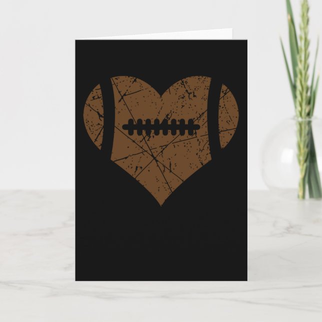 Valentines Day Football Heart Grunge Men Women Card (Front)