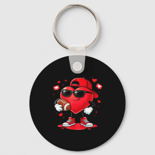 Valentines day football heart playing football boy key ring