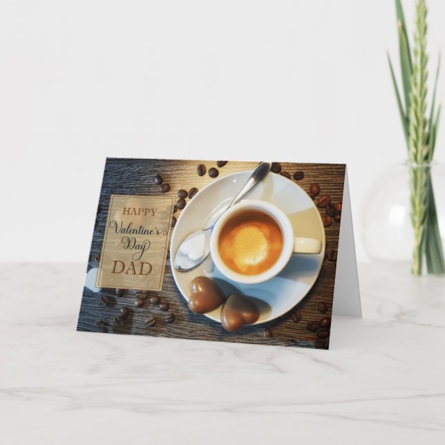 Valentine's Day for Dad Masculine Coffee Theme Holiday Card (Front)