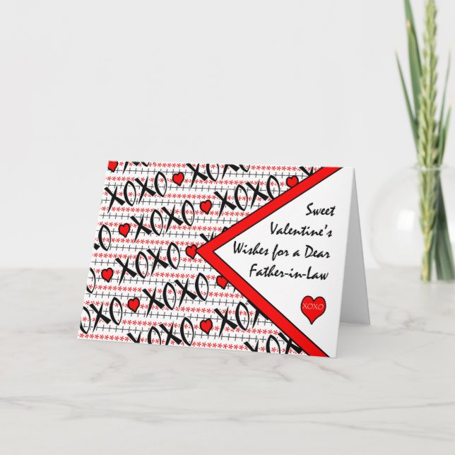 Valentine's Day for Father in Law, XOXO Design Holiday Card (Front)