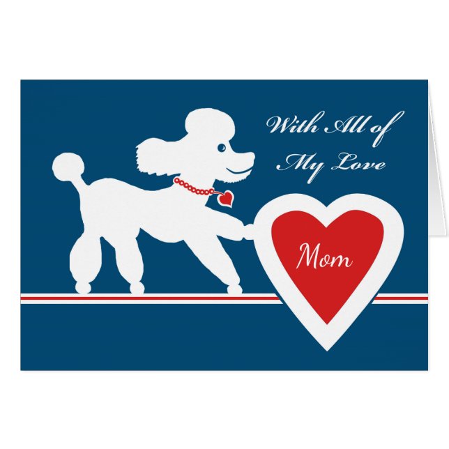 Valentine's Day for Mum, Cute Poodle Silhouette (Front Horizontal)