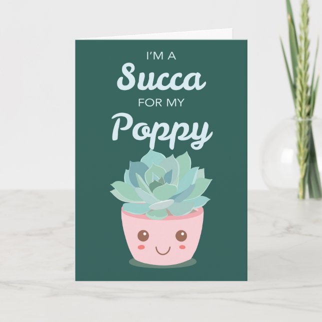 Valentines Day for Poppy with Kawaii Succulent Card (Front)