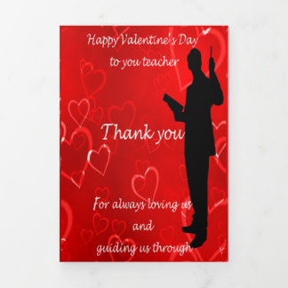 Valentines Day For Teachers Tri-Fold Holiday Card
