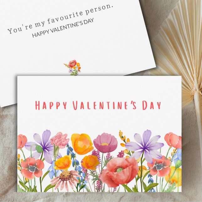Valentine's Day for Wife - Pink Purple Flowers Card (Creator Uploaded)