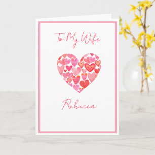 Valentine's Day For Wife Pink & Red Hearts Card
