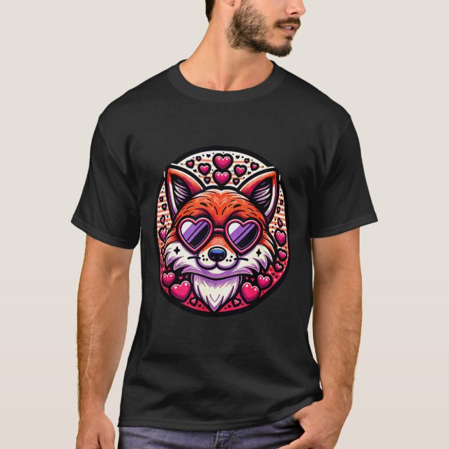 Valentines Day Fox And Matching Couples Foxes  T-Shirt (Front)