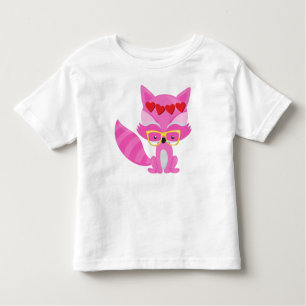 Valentine's Day Fox, Pink Fox, Glasses, Hearts Toddler T-Shirt