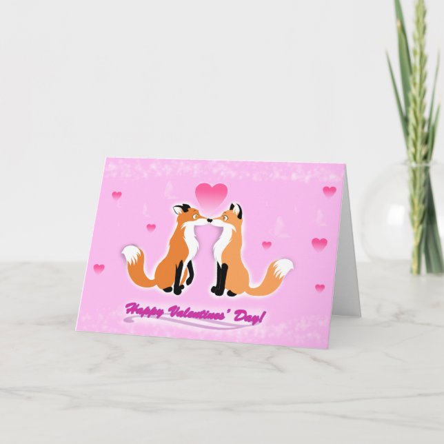 Valentine's Day Foxes Holiday Card (Front)