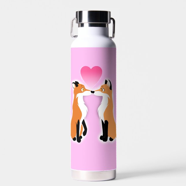 Valentine's Day Foxes Water Bottle (Front)