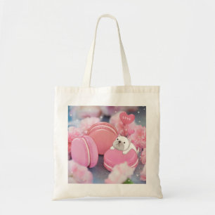 Valentine's Day: French Bulldog, Macarons & Flower Tote Bag