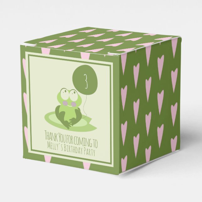 Valentines  Day Frog Birthday Green Thank You  Favour Box (Front Side)