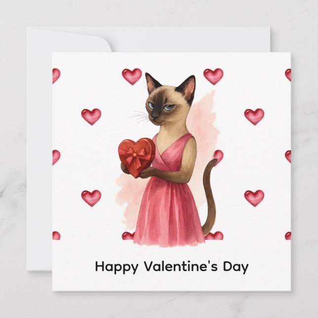 Valentine's Day from Cat Mum holding red heart Holiday Card (Front)