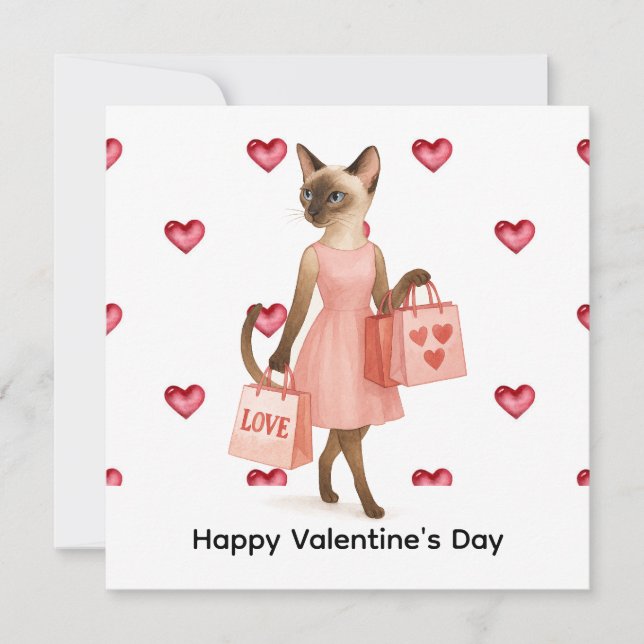 Valentine's Day from Cat Mum holding red heart Holiday Card (Front)