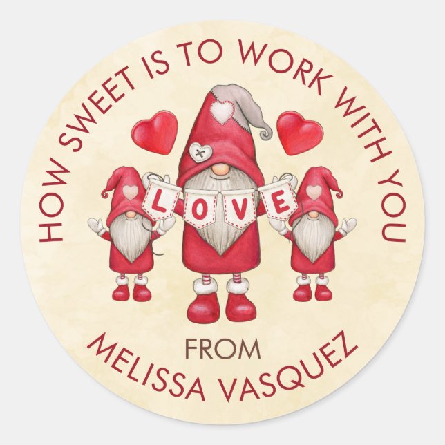 Valentine's Day From Name Coworkers Treats Favours Classic Round Sticker (Front)