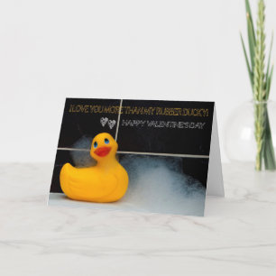 Valentine's Day Fun With Orange Rubber Ducky Holiday Card