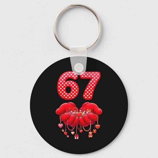 Valentines Day Funny 67 Six Seven Valentine Heart  Key Ring (Front)