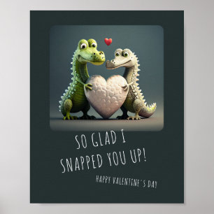 Valentine's Day Funny Alligator Crocodile Couple C Poster