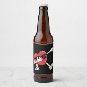 Valentine's Day Funny Boys Girls Dabbing Heart Beer Bottle Label