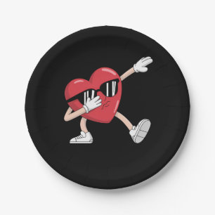 Valentine's Day Funny Boys Girls Dabbing Heart Paper Plate