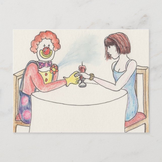 Valentines Day Funny Clown Romance Cartoon Art Postcard (Front)