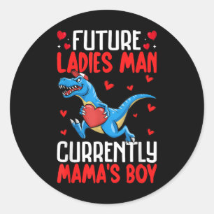 Valentines Day Funny Dinosaur With Heart Men Boys Classic Round Sticker