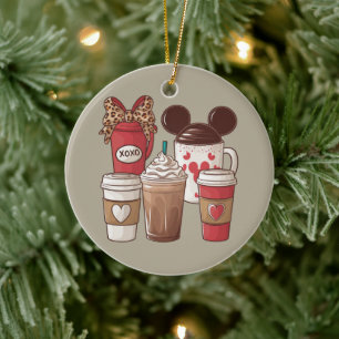 Valentine's Day Funny Latte Coffee Lover Ceramic Ornament
