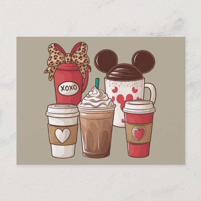 Valentine's Day Funny Latte Coffee Lover  Postcard (Front)