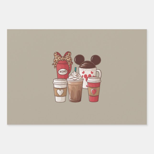 Valentine's Day Funny Latte Coffee Lover  Wrapping Paper Sheet (Front)