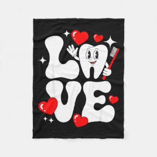 Valentines Day Funny Love Tooth Dental Life Heart Fleece Blanket