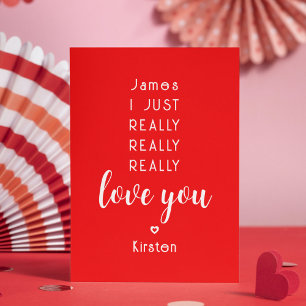 Valentines Day Funny Love You Personalised Name Holiday Card