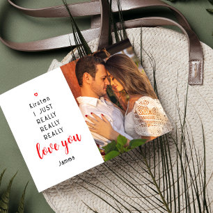 Valentines Day Funny Love You Photo Name Card