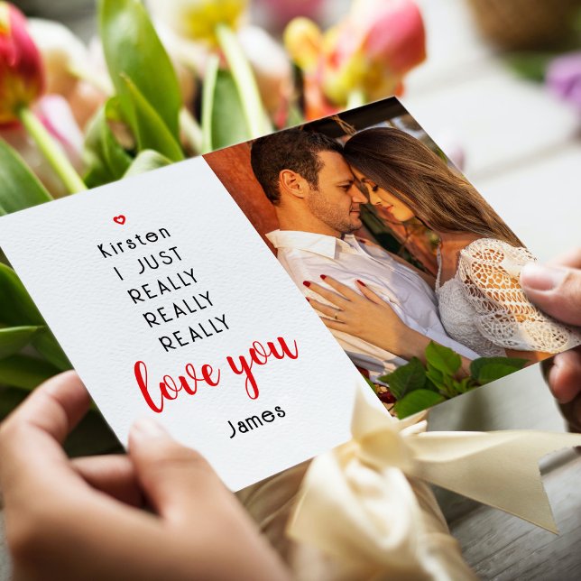 Valentines Day Funny Love You Photo Name Holiday Card (Creator Uploaded)