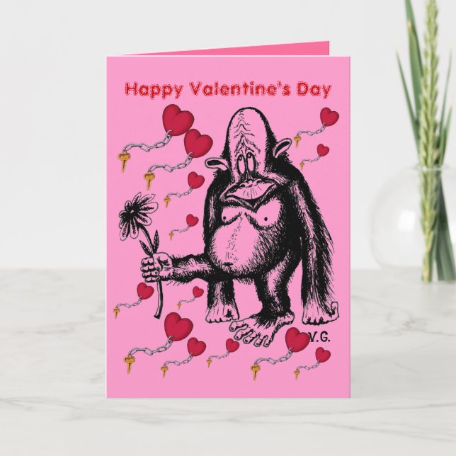 Valentine's day funny monkey card (Front)