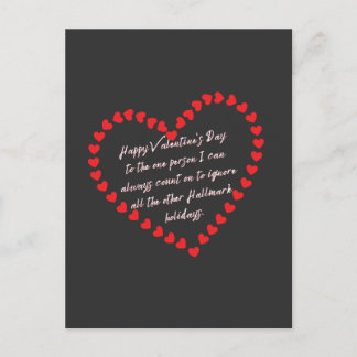 Valentines Day Funny Sarcasm Humour Quote Postcard