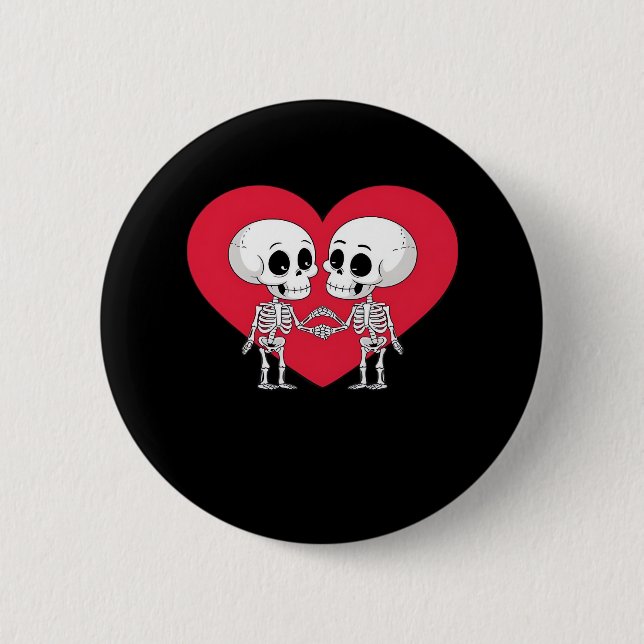 Valentines Day Funny Skeleton Hand Heart  6 Cm Round Badge (Front)